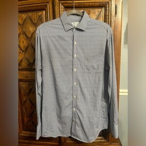 Peter Millar Navy and White Plaid Shirt